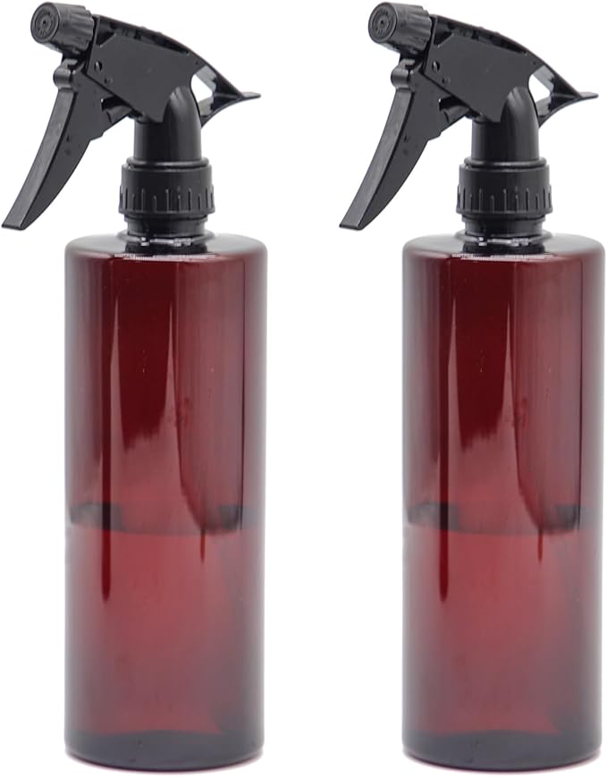 OFFIDIX 360° Water Spray Bottle 2 Pack 16 oz Continuous Plastic Empty Spray Bottles Mister for Hair,Cleaning,Plants,Upside Down,Fine Mist and Stream Setting,Amber