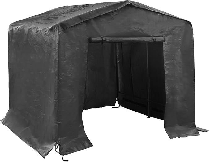 8x8x8 FT Outdoor Storage Shelter Carport, Portable Storage Tent with Roll-up Door, Waterproof Outdoor Carport for Bike, Lawn Mower, ATV Storage (Black)
