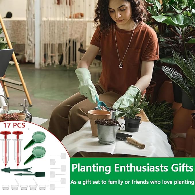 6 PCS Mini Seed Spreader Set, 2025 New Mini Sowing Seed Dispenser, Small Garden Seed Planter Tool, Hand held Manual Seed Spreader with Seedlings Dibber and Widger Set for Tiny Seeds