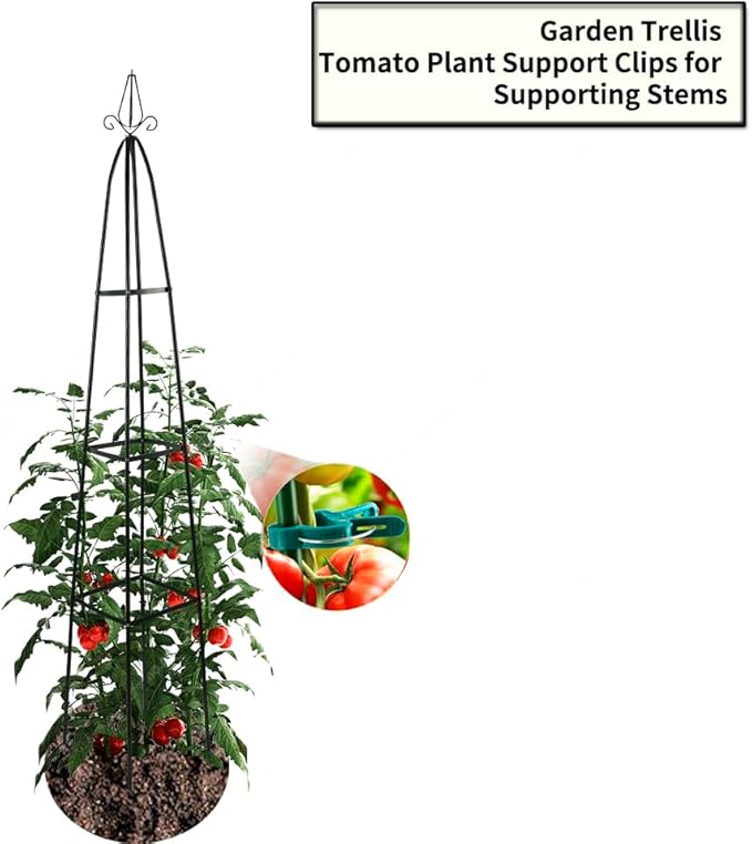 Garden Trellis for Climbing Plants Outdoor - Powder-Coated Steel 89" Towering Plant Support - Heavy Duty Metal Obelisk Trellis for Climbing Vine, Vegetables & Flowers,Deep Green