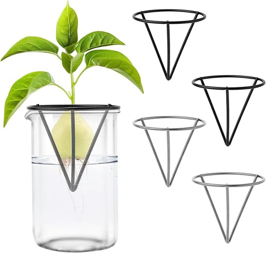 Avocado Seeds - Avocado Seed Starter Vase Rack for Mason Jar of Wide-Mouth 4Pcs, Avocado Seed Holder Triangular Metal Bracket for Family Friends and Gardening Enthusiasts (4 Pcs Vase Rack)