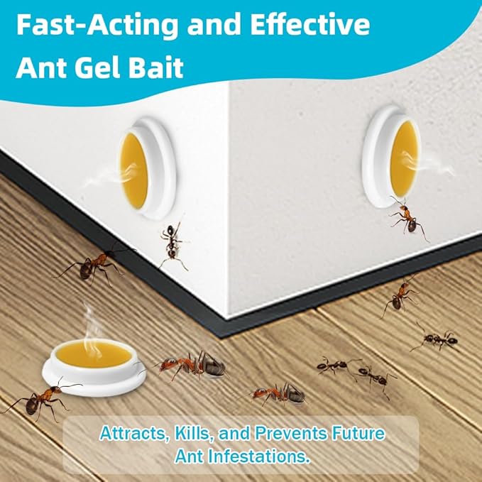 32 Pack Ant Killer Gel Bait, Long Lasting Indoor & Outdoor Ants Bait for Effective Ant Control, Safe & Easy to Use Pest Control for All Common Household Ants, Mess-Free Gel Stations
