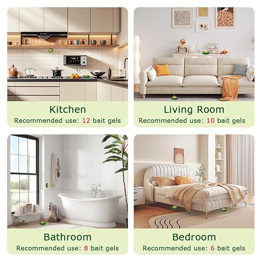 64 Pack Cockroach Gel Bait, Highly Effective Roach Gel Bait Indoor Infestation Solution, Fast Acting Cockroach Killer Indoor Home Kitchen Use, Easy to Apply & No Mess Roach Bait, Long-Lasting