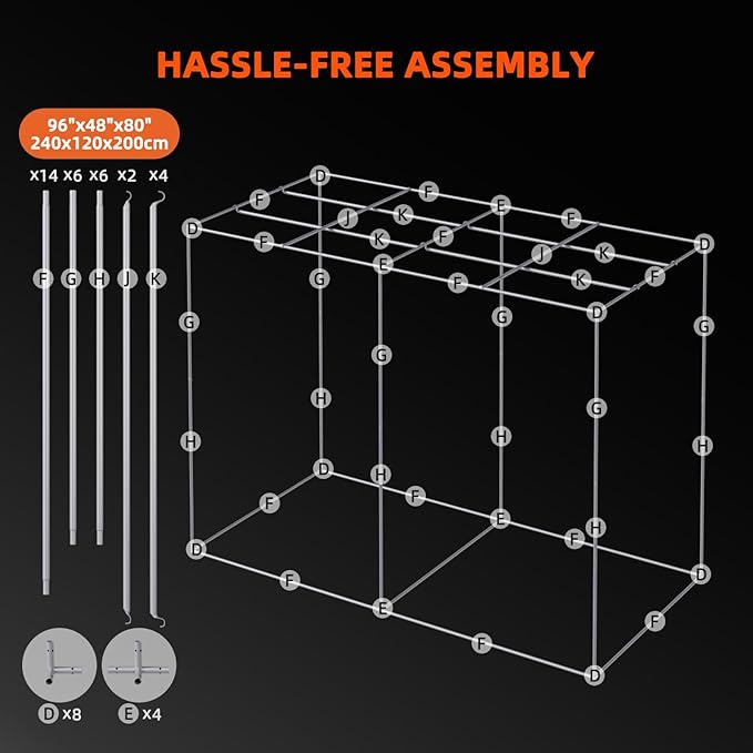 Spider Farmer 8x4 Grow Tent Pro-Grade, 96"x48"x80", with Observation Window and Floor Tray, 1680D Thicken Mylar Canvas, 8x4x6.6 for Indoor Hydroponic Growing for SF4000, SE5000, G5000