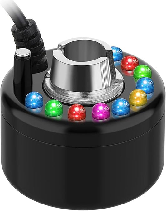 Yaomiao 1 Piece Halloween Mist Maker Fogger Small Ultrasonic Fog Machine Fountain Mister Fogger Water Garden Pond Foggers Air Humidifier with 12 LED Light Flashes for Halloween (Black)