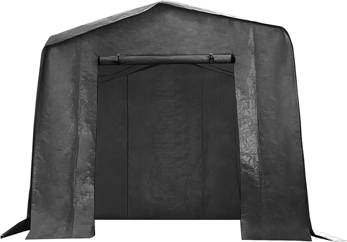 6x10x6 FT Outdoor Storage Shelter Carport, Portable Storage Tent with Roll-up Door, Waterproof Outdoor Carport for Bike, Lawn Mower, ATV Storage (Black)