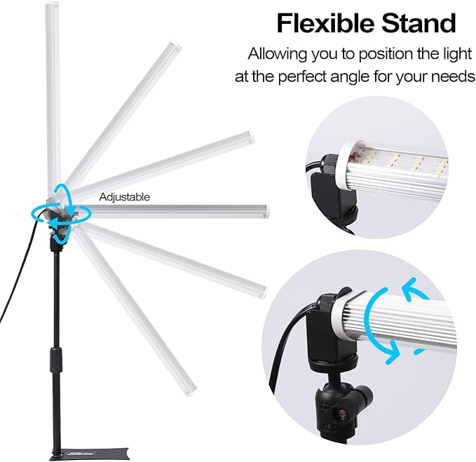 JCBritw Standing LED Grow Light，Adjustable T12 Bar Plant Light, White 6500K Full Spectrum Plant Grow Lamp on Stand for Indoor Plants Seed Starting, Seedlings, Veg, Flower