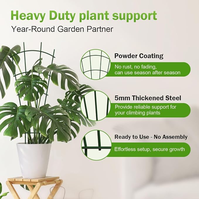 6-Pack Metal Trellis for Potted Plants, 32" Heavy Duty Garden Trellis for Climbing Plants, Rustproof Powder Coated Indoor/Outdoor Trellis for Climbing Vines, Flowers, Houseplants