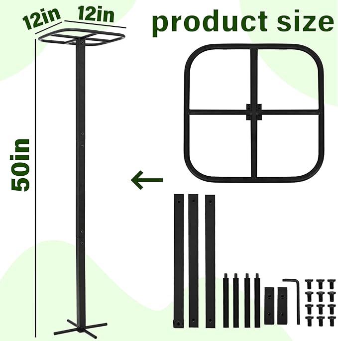 2PCS Dragon Fruit Trellis - Metal Plant Support for Climbing Plants in Outdoor Gardens, Easy Assembly, 12'' x 12'' x 50'' Size, Durable & Weatherproof Garden Support System