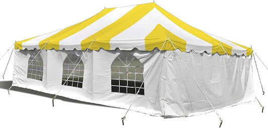 Party Tents Direct 20'x 30' Weekender Canopy Pole Tent with Sidewalls - Easy Up Canopy Tent with 120 Person Capacity - Outdoor Canopies for Parties, Weddings, and Events (Yellow/White)
