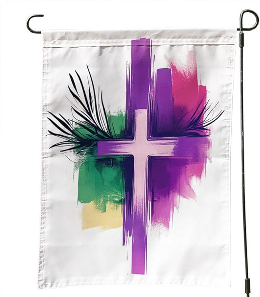 Cross Jesus Outdoor Garden Flag 12X18 Inches Double Sided Seasonal Garden Flag