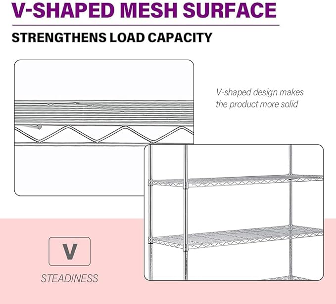 FDW 48"L×18"W×82"H Wire Shelving Unit Storage Cart Metal Shelf Rolling Utility Cart 2100Lbs Capacity with 6 Tier Casters Adjustable Layer Rack Strong Steel for Restaurant Garage Pantry Kitchen,Chrome