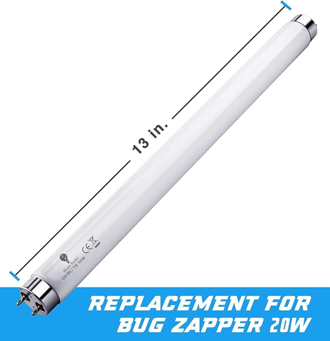 Bluex Bulbs 2 Pack Bug Zapper Replacement Lamp Bulb Light Tube 10W for 20W Electronic Bug Zapper T8 Fluorescent Light Tube Replacement Bulb for Bug Zapper