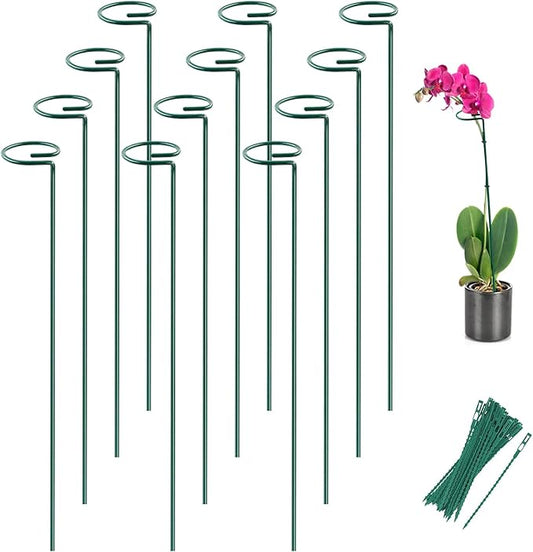 Joyhalo 12 Pack Plant Stakes, 16 Inch Plant Support Stakes, Plant Sticks Support with 24 Twist Ties, Flower Stakes for Plants Peony, Amaryllis, Marigold, Coreopsis, Tomato Seedling, Sapling Etc