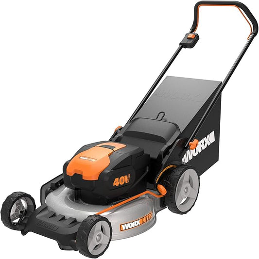 Worx Nitro 40V 20" Cordless Lawn Mower, 3-in-1 Electric Mower with Collapsible Handle, Push Lawn Mower with 7-Position Height Adjustment – 2 Batteries & Charger Included