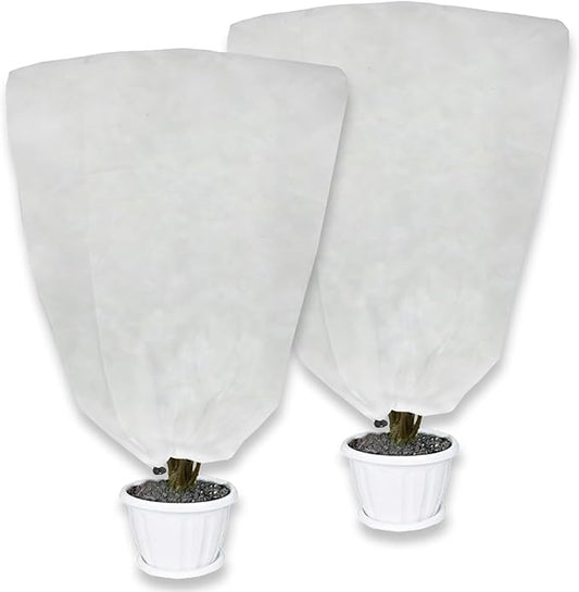 2 Pack Plant Covers Freeze Protection for Winter, 47.2"×31.5" Frost Cloths for Outdoor Plants Cold Weather Blankets with Drawstrings