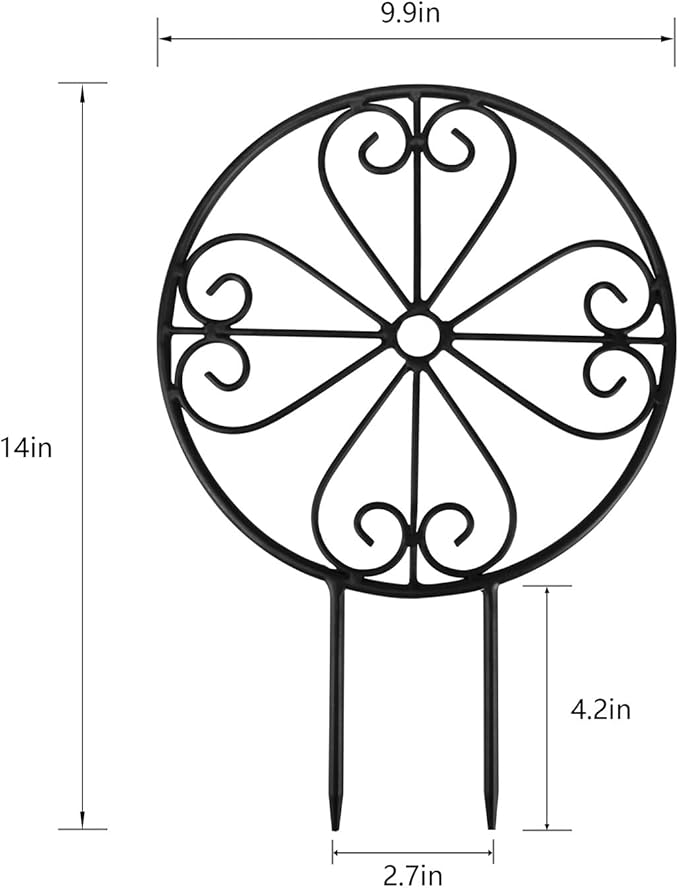2 Pcs 14in Indoor Metal Garden Circle Plant Trellis for Houseplant Climbing Pot Plants, Black (Style D)