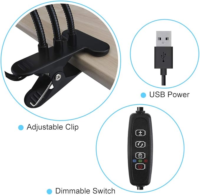 LED Grow Lights for Indoor Plants, 80W Plant Grow Lights Full Spectrum Auto ON Off with 3/9/12H Timer, 9 Dimmable Lightness Clip-On Desk Grow Lamp Bulbs (4 Heads)