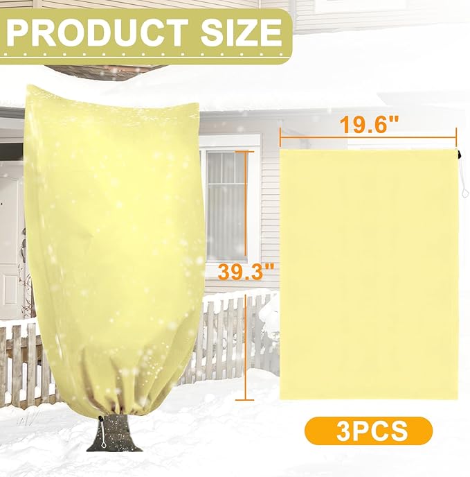 DQS 3 Pack Plant Covers Freeze Protection, 19.6" x 39.3" Winter Frost Protection Blankets Frost Cloth,Suitable for Outdoor Winter Frost, Cold Weather, shrubs, Trees, Jackets, and coverings