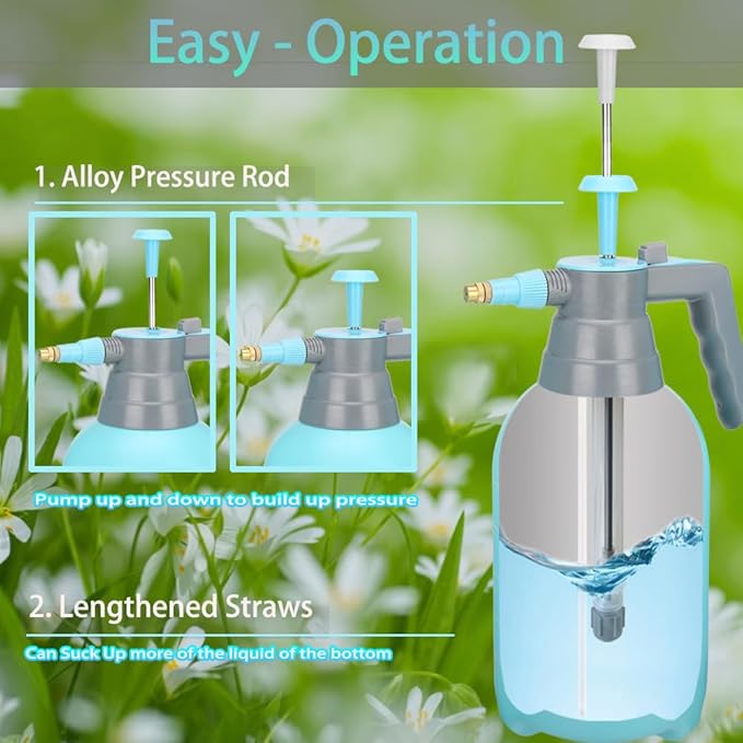 3L Garden Sprayer, Handheld Pump Weed Sprayer 0.8Gallon Hand Pressure Sprayer (3L-2PCS-Blue)