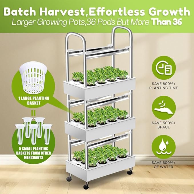 Hydroponics Growing System Plant Germination Kits Hydrophonic Planter for Indoor Garden Vegetable Herb Microgreens Growing Aerogarden Gardening 6 Large Pods(≈ 5X Small Pods)