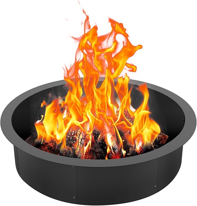 VEVOR Fire Pit Ring, 35-Inch Outer/31-Inch Inner Diameter, 10inch Height Fire Pit Insert, Heavy Duty Carbon Steel Liner DIY Campfire Ring Above or In-Ground, for Outdoor Camping, Bonfires