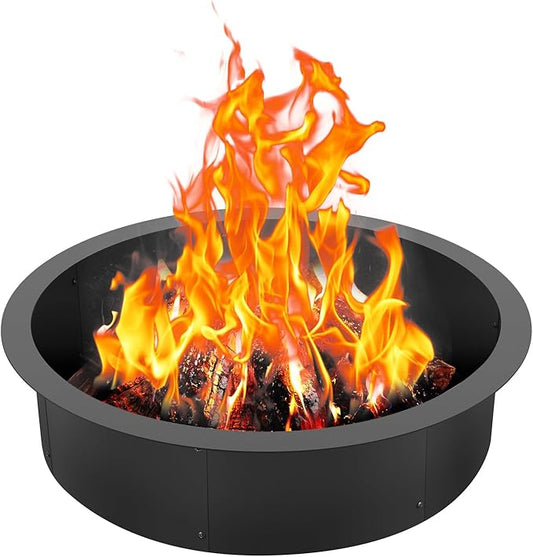 VEVOR Fire Pit Ring, 35-Inch Outer/31-Inch Inner Diameter, 10inch Height Fire Pit Insert, Heavy Duty Carbon Steel Liner DIY Campfire Ring Above or In-Ground, for Outdoor Camping, Bonfires