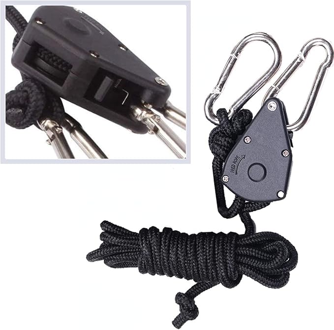 6 Pairs 1/8 inch Adjustable Heavy Duty Rope Hanger for Grow Light, Grow Tent Rope Clip Hanger Loose-Proof Design Light Fixture Hangers, 150lbs Weight Capacity 12 Pcs