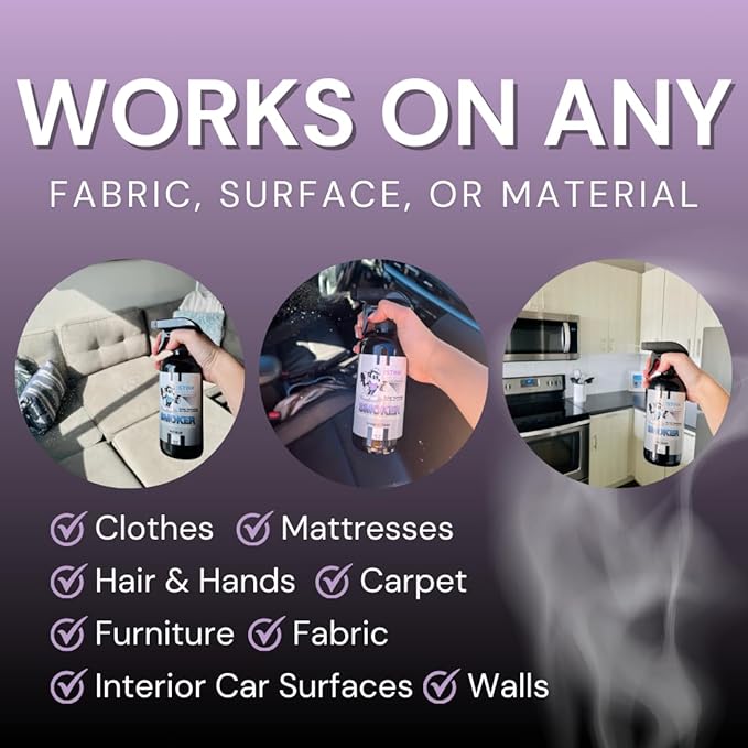 Smoke Odor Eliminator Spray for Home, Car, Clothes, Hands, Hair, Wall & More Completely Neutralizes All Types of Smoke Odor Best Smoke Smell Remover Bamboo Teak 16oz & Sky Blue 16oz