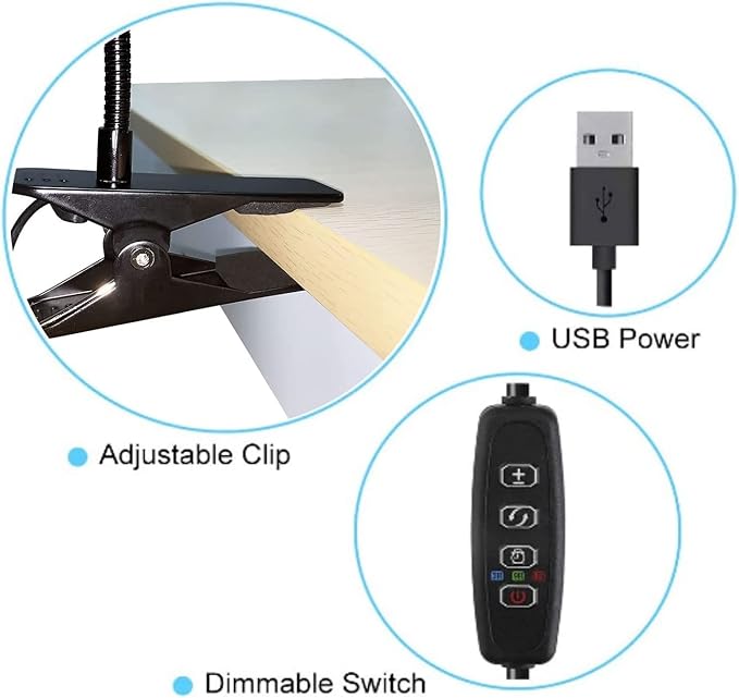 40W Grow Light LED Plant Grow Lights Full Spectrum for Indoor Plants, Auto ON Off with 3/9/12H Timer, 9 Dimmable Lightness Clip-On Desk Grow Lamp Bulbs