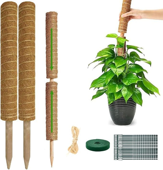 Monstera Plant Support Moss Pole: 2 Pack 16 Inch Stackable Coco Coir Moss Totem Stake Tall Stand Grow Stick Plants Rod Moss Holder for House Live Plant,Indoor Climbing Potted,Vine,Pothos,Philodendron