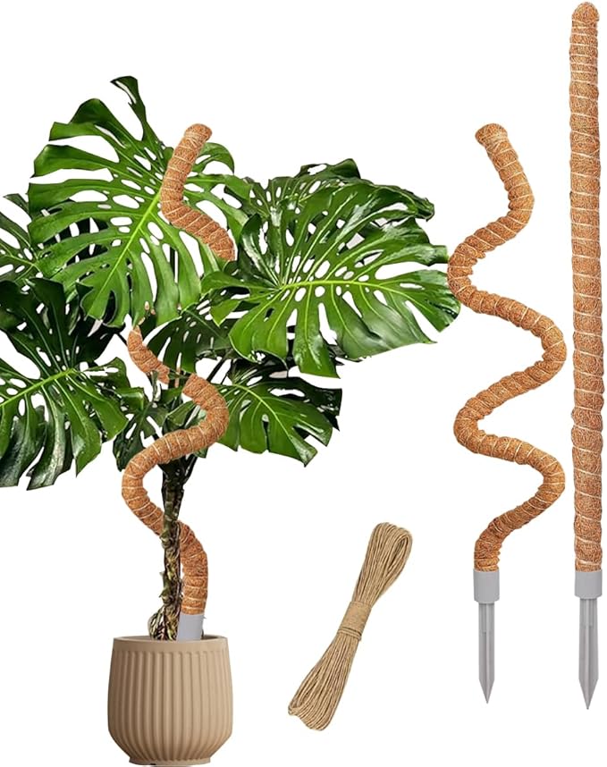 2 Pack 27.56'' Bendable Moss Pole Monstera Plant Support for Climbing Indoor Plants - Stakes for Potted Climbers - Tall Sticks Indoor Trellis for Houseplants - Accessories for Monstera Pot