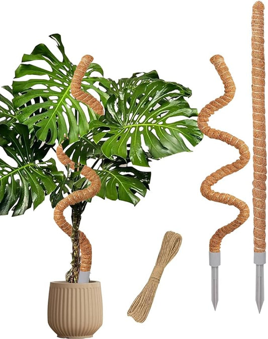 2 Pack 27.56'' Bendable Moss Pole Monstera Plant Support for Climbing Indoor Plants - Stakes for Potted Climbers - Tall Sticks Indoor Trellis for Houseplants - Accessories for Monstera Pot