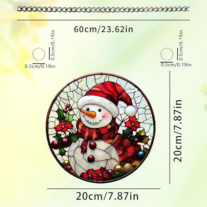 Xmas Suncatcher Window Hanging - Christmas Snowman Suncatcher for Door Terrace Garden Home Decor， Winter Rainbow Maker Birthday Gifts for Lovers Women Men Dad Mom