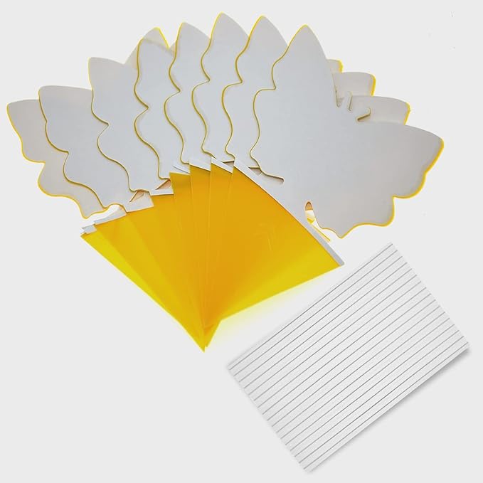 Faicuk Dual-Sided Yellow Sticky Fly Traps for Plant (20 Pack Butterfly)