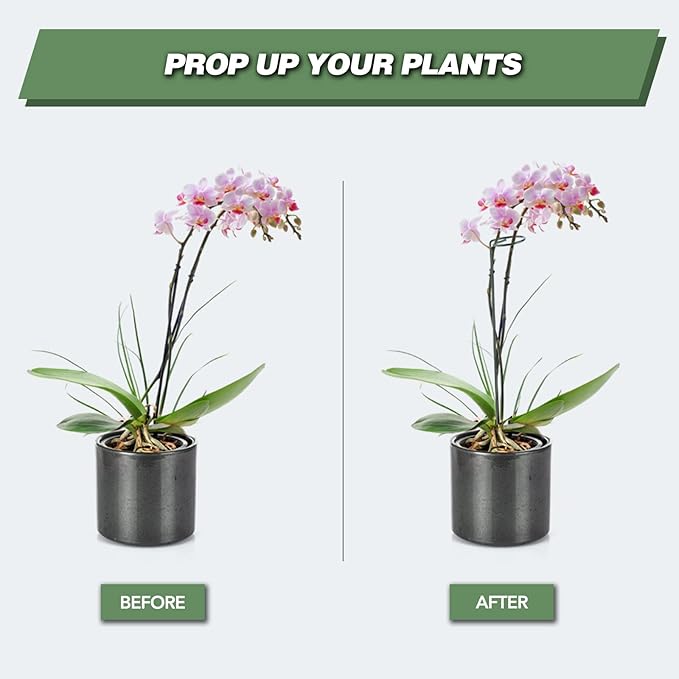 Joyhalo 20 Pack Plant Support Stakes 36 Inches, Plant Stakes, Flower Stakes with 24 Twist Ties, Garden Sticks for Plants Hibiscus, Sunflower, Red Hot Poker, Hydrangea, Tomato, Sapling Etc