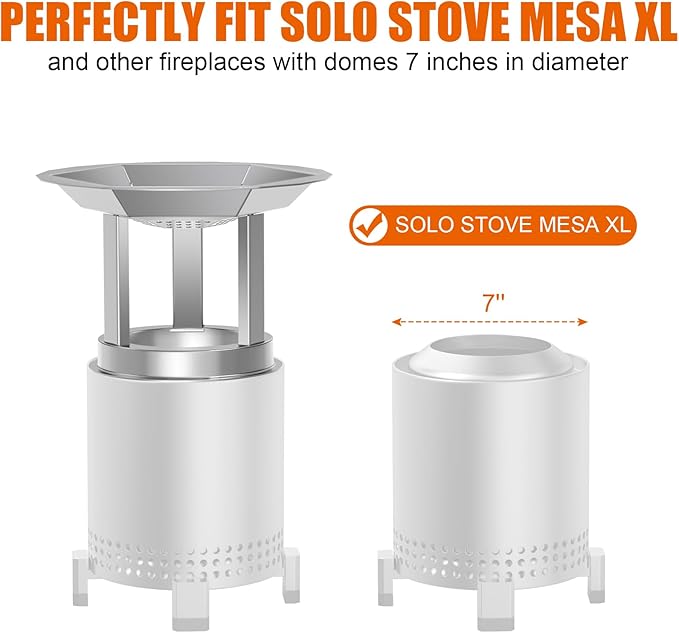 KEESHA Heat Deflector for Mesa XL Solo Stove 10.5’’, 304 Stainless Steel Heat Diffuser with 3 Detachable Legs, 1.4 lbs Solo Stove Mesa XL Accessories-Capture Warmth & Expands Heat Radius