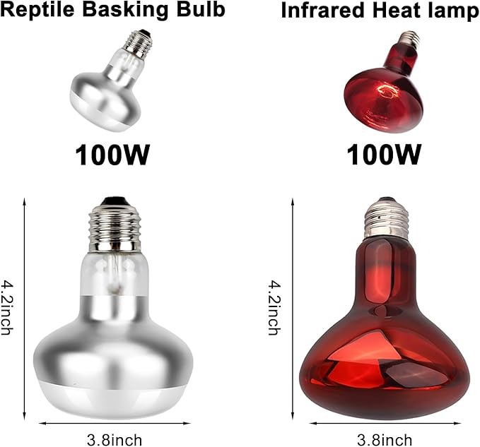 15 inch Dual Reptile Light Fixture, Max 150W Dual Dome Reptile Heat Lamp with 100W Basking Bulb&Infrared Heat Lamp, UVB Light Fixture for Terrarium and Tortoise Habitat