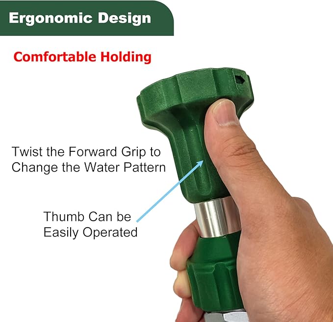 Garden Hose Nozzle Heavy Duty Metal Water Nozzle with Adjustable Watering Patterns High Pressure Hose Nozzle Sprayer, Pefect for Washing and Cleaning