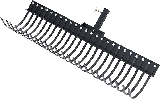 Specraft 60" Behind Landscape Rake for Tractor, Tow Dethatcher Rake with 24 Steel Coil Tines and 2" Receiver, Fit for 3-Point Suspension Systems