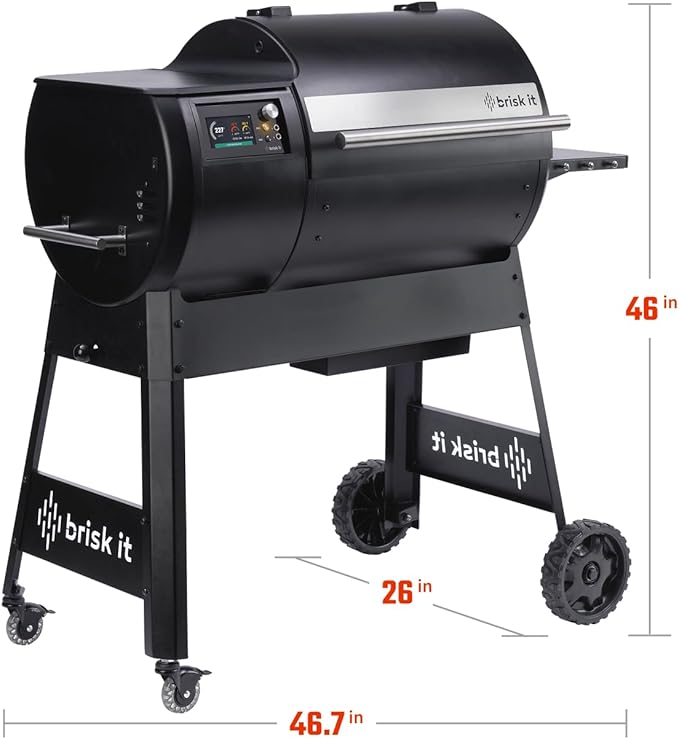 Brisk It Origin-580 Electric Wood Pellet Smoker Grill – A.I. Smart BBQ Grill with WiFi, 7-in-1 Outdoor Grill & Smoker, PID Controller (Up to 500°F), 580 sq.in Cooking Area, Meat Probe