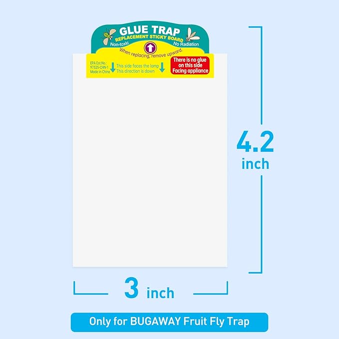 10 Refills for Fruit Fly Trap for Indoors, Compatible with BUGAWAY QH010A Plug-in Fly Insect Trap, Replacement Sticky Glue Cards for UVA Gnat Traps for House (No Device)