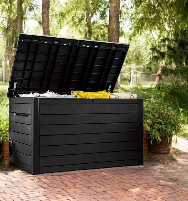 230 Gallon Deck Storage Box Outdoor Patio Container (Graphite Black)
