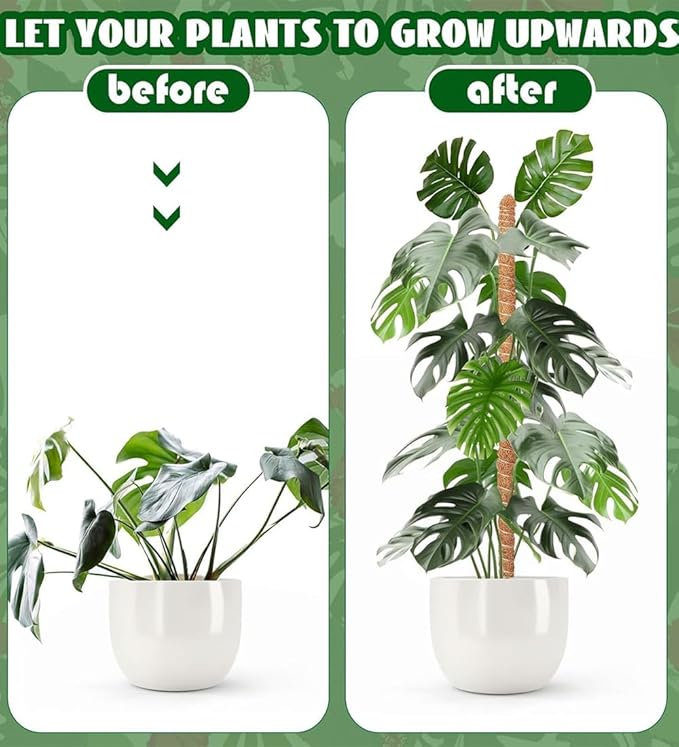 LEMGUBKP 55 Inch Moss Pole, Bendable Moss Pole for Plants Monstera, Moss Poles for Climbing Plants Indoor, Coir Plant Pole Sticks Support Stakes for Potted Plant