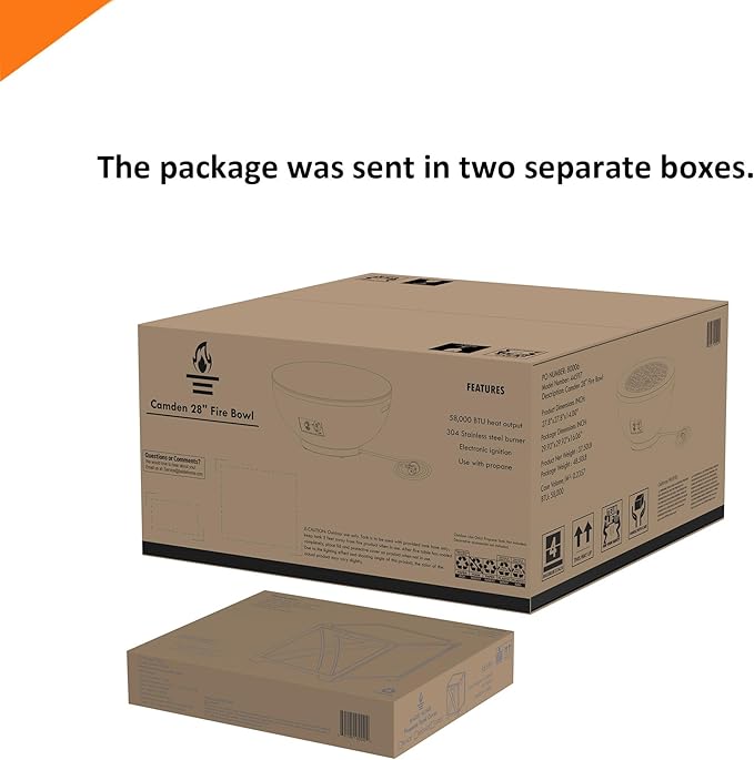 28-Inch Gas Fire Pit with Propane Tank Cover, 50,000 BTU Round Propane Fire Pit Table, Patio Fire Bowl Firepit with Lid, Lava Rocks, Cover, Pre-Attached 10FT Propane Hose, Gray