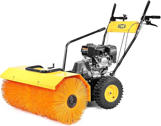 Stark 7.0HP Walk-Behind Power Sweeper Dirt/Debris 31" Brush Broom Clearing Path Engine Gas for Leaves, Dirt, and Gravel