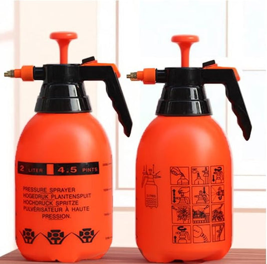 1/2 Gallon Handheld Pump Sprayer, 2 Pack Garden Pressure Sprayer with Adjustable Brass Nozzle, Multi-Purpose 75 Oz Water Spray Bottle Ideal for Watering, Fertilizing, Cleaning (Orange-2L)