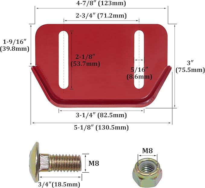 KOOTANS 1pair 784-5580 Snow Thrower Slide Plate Shoes Heavy Duty Metal Snow Blower Slide Skids Replace for MTD 784-5580-0637 Cub Cadet Yardman Troy Bilt Craftsman, for Stens 780-420 (Red)
