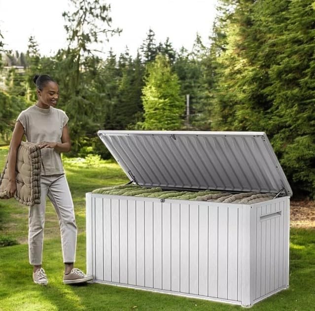 170-Gallon Outdoor Storage Deck Box, Weather-Resistant, (White)