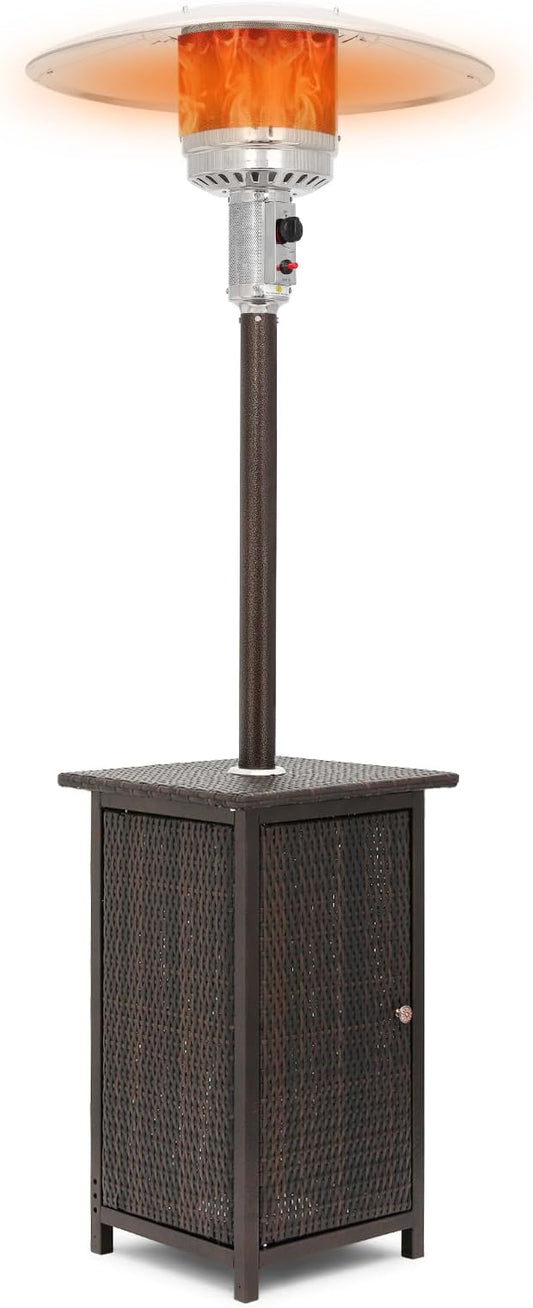 MoNiBloom 48000 BTU Propane Patio Heater with Stainless Steel Burner Outdoor Patio Heater for Commercial Use, Residential, Garden, Backyard, Porch, Deck, Balcony (Brown)